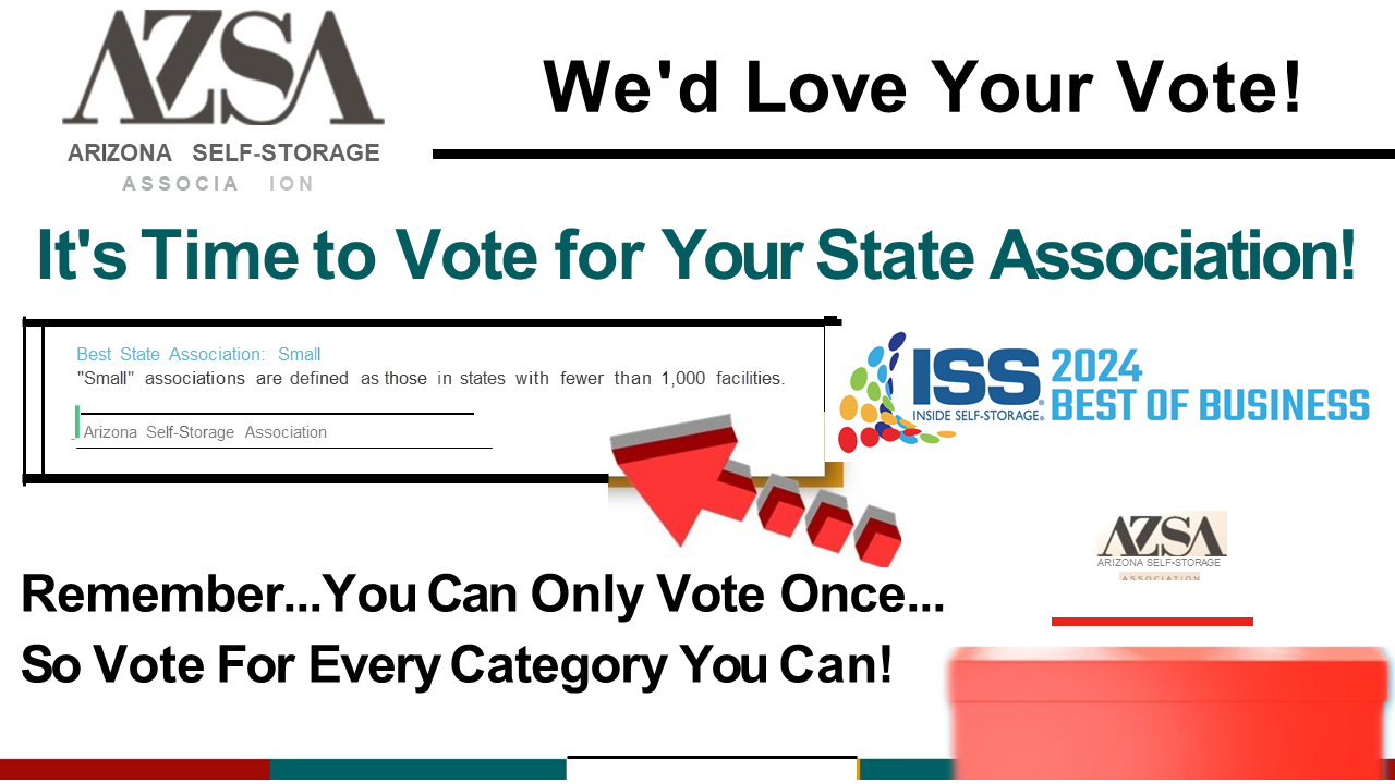 Time to Vote ISS Best of Business 2024! Please Vote: AZSA - Best State Association (Small) Thank You!